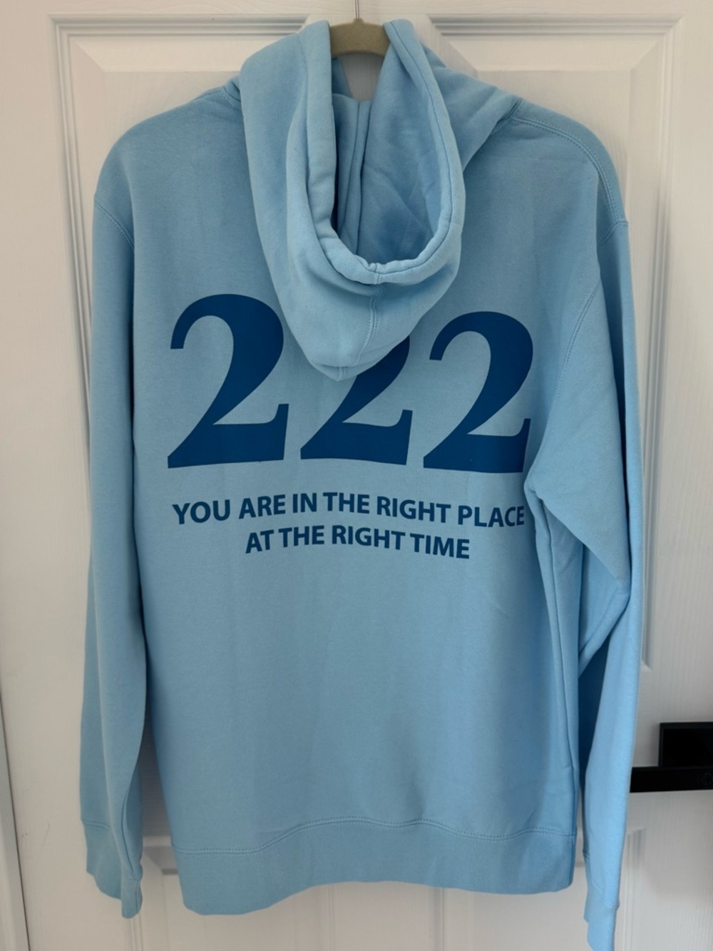 Yours Truly Phora NWOT 222 Angel Numbers Sweatshirt Hoodie Baby Blue